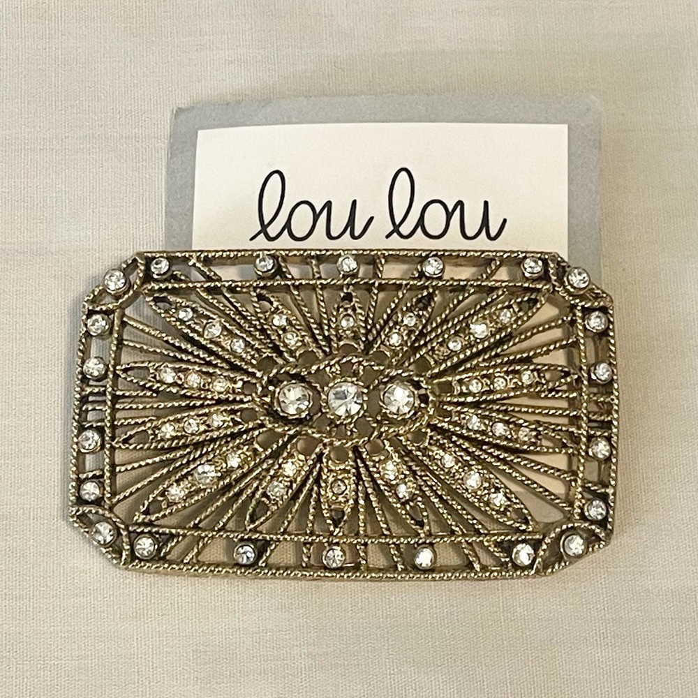 Lovely Lou Lou Filigree Rhinestone Brooch / Pin